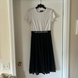 Women’s Short sleeve Crew neck Color Blocked Midi Dress